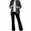 Anne Klein Women's Jacquard Topper, Cowlneck Blouse & Denim Flare-Leg Pants
