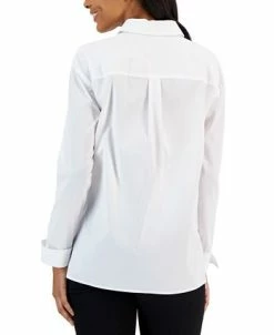 Anne Klein Women's Cotton Poplin Long-Sleeve Button-Up Shirt -Anne Klein Sales Store 23206626 fpx