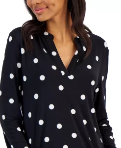 Anne Klein Women's Printed Split-Neck Long-Sleeve Tunic -Anne Klein Sales Store 23206640 fpx