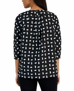 Anne Klein Women's Jacquard Dropped-Shoulder Topper -Anne Klein Sales Store 23206673 fpx