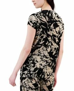Alfani Women's Printed Pleated Bodre Short-Sleeve Top, Created For Macy's -Anne Klein Sales Store 23219946 fpx