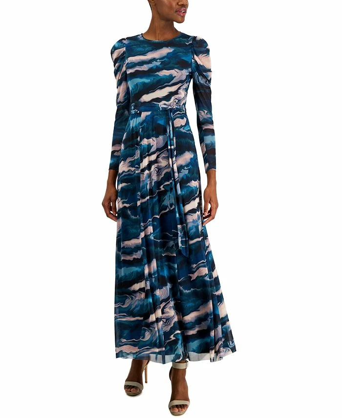 Anne Klein Women's Printed Puff-Sleeve Maxi Dress 1 Anne Klein Women's Printed Puff-Sleeve Maxi Dress