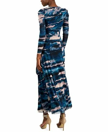 Anne Klein Women's Printed Puff-Sleeve Maxi Dress 2 Anne Klein Women's Printed Puff-Sleeve Maxi Dress - Image 2