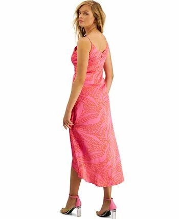 Bar III Women's Twist Detail Printed Faux Wrap Dress, Created For Macy's 2 Bar III Women's Twist Detail Printed Faux Wrap Dress, Created For Macy's - Image 2