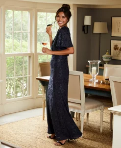 Adrianna Papell Women's Burnout Velvet Flutter-Sleeve Gown -Anne Klein Sales Store 23220453 fpx