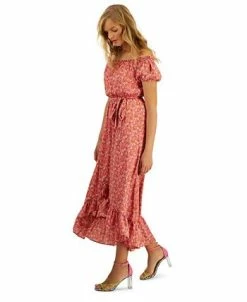 Bar III Women's Off-The-Shoulder Printed Puff-Sleeve Maxi Dress, Created For Macy's -Anne Klein Sales Store 23220490 fpx