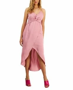 Bar III Women's Twist-Front Asymmetrical-Hem Midi Dress, Created For Macy's