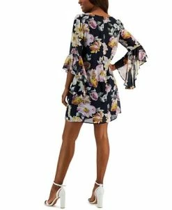 Connected Women's Floral-Print Ruffle-Sleeve Dress -Anne Klein Sales Store 23220697 fpx
