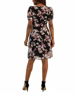 Connected Women's Floral Swiss-Dot Twist-Sleeve Sheath Dress -Anne Klein Sales Store 23220723 fpx