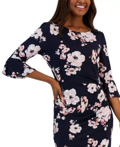 Connected Women's Floral-Print Flared-Sleeve Sheath Dress -Anne Klein Sales Store 23220735 fpx