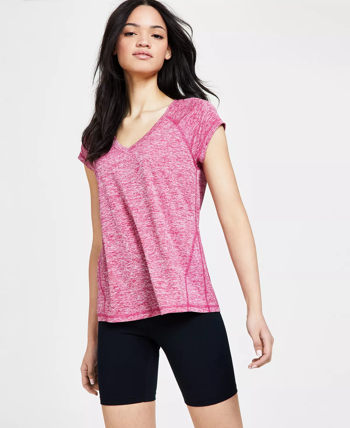 ID Ideology Women's Essentials Rapidry Heathered Performance T-Shirt, Created For Macy's 1 ID Ideology Women's Essentials Rapidry Heathered Performance T-Shirt, Created For Macy's