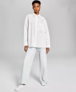 And Now This Women's Cotton Poplin Button-Up Shirt -Anne Klein Sales Store 23247361 fpx
