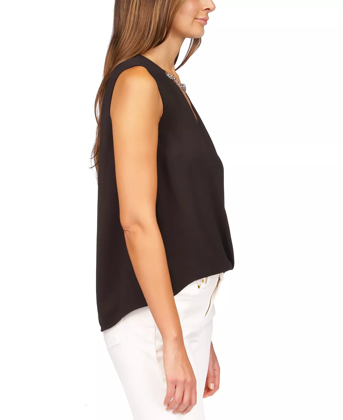 Michael Kors Women's Crepe Chain Faux-Wrap Top 5 Michael Kors Women's Crepe Chain Faux-Wrap Top - Image 5