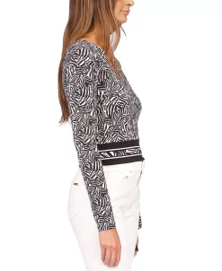 Michael Kors Women's Zebra-Print One-Sleeve Tie Top -Anne Klein Sales Store 23261806 fpx