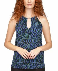 Michael Kors Women's Zebra-Print Chain Halter Top