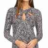 Michael Kors Women's Printed Twist Keyhole Top