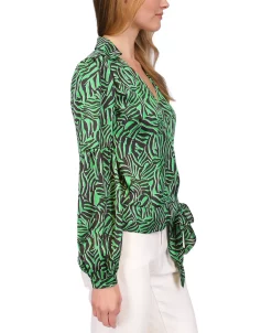 Michael Kors Women's Zebra-Print Wrap Top -Anne Klein Sales Store 23261957 fpx