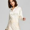 And Now This Women's Drop-Shoulder Button Down Satin Blouse