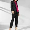 Anne Klein Women's Pinstripe Notched-Collar Blazer, Tie-Neck Blouse & Pinstripe Pants