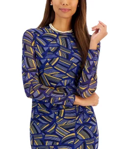 Kasper Women's Side-Pleated Printed Midi Dress -Anne Klein Sales Store 23289610 fpx