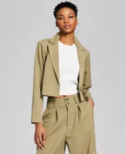 And Now This Women's Cropped Single Button Notched Collar Blazer -Anne Klein Sales Store 23304517 fpx