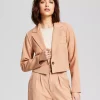 And Now This Women's Cropped Single Button Notched Collar Blazer