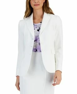 Kasper Women's Button-Front Peak-Lapel Long-Sleeve Jacket