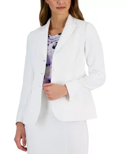 Kasper Women's Button-Front Peak-Lapel Long-Sleeve Jacket -Anne Klein Sales Store 23314691 fpx
