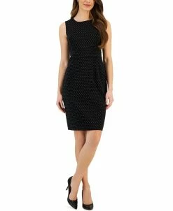 Kasper Crepe Dot Print Sheath Dress
