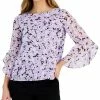 Kasper Women's Floral-Print 3/4-Bell-Sleeve Blouse
