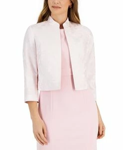 Kasper Women's Floral Jacquard Open-Front 3/4-Sleeve Jacket