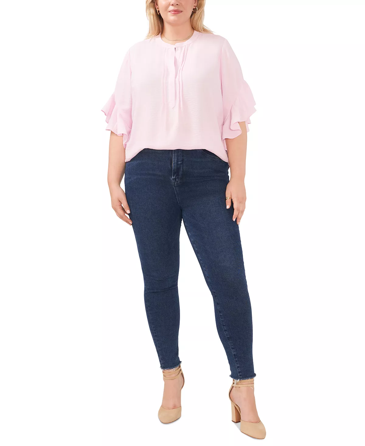 Vince Camuto Plus Size Ruffle Sleeve Henley Blouse 12 Vince Camuto Plus Size Ruffle Sleeve Henley Blouse - Image 12