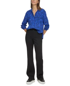 DKNY Jeans Women's Star-Print Button-Front High-Low Top -Anne Klein Sales Store 23327532 fpx