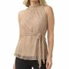 Adrianna Papell Women's Metallic Mesh Halter Top