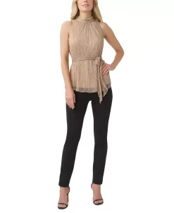 Adrianna Papell Women's Metallic Mesh Halter Top -Anne Klein Sales Store 23334560 fpx