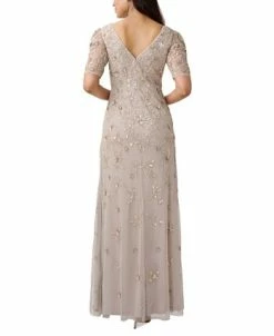 Adrianna Papell Women's Beaded Puff-Sleeve Surplice Gown -Anne Klein Sales Store 23334717 fpx