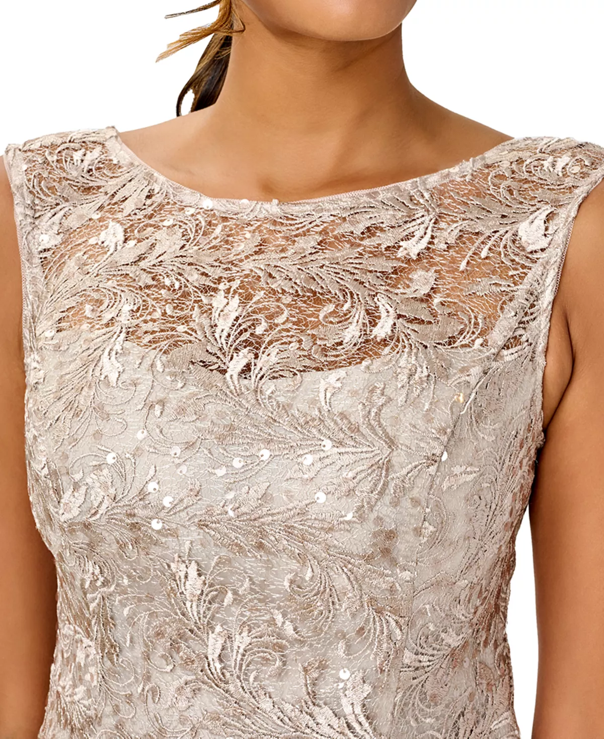 Adrianna Papell Women's Sequined Lace Boat-Neck Gown 3 Adrianna Papell Women's Sequined Lace Boat-Neck Gown - Image 3