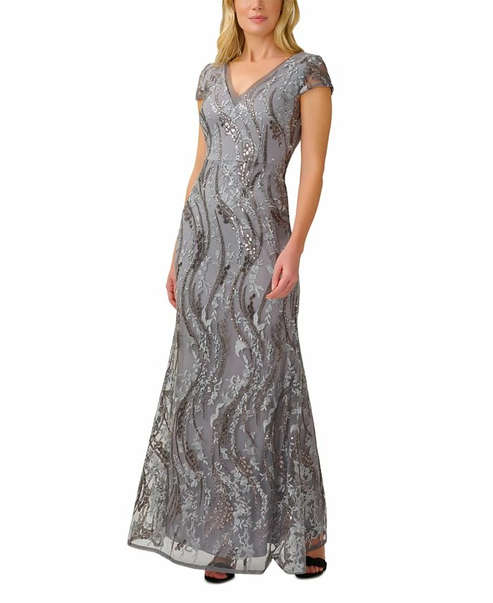Adrianna Papell Women's Sequined Embroidered Gown 1 Adrianna Papell Women's Sequined Embroidered Gown