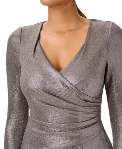 Adrianna Papell Women's Metallic Jersey Ruched Gown -Anne Klein Sales Store 23335065 fpx