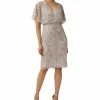 Adrianna Papell Women's Beaded Flutter-Sleeve Sheath Dress
