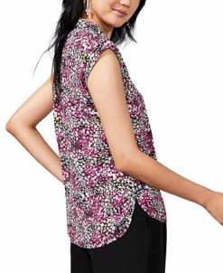 Bar III Women's Ditsy Floral Print Tie-Neck Top, Created For Macy's -Anne Klein Sales Store 23338763 fpx
