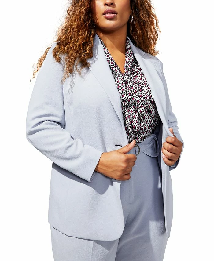 Bar III Plus Size Textured Crepe Single-Button Blazer, Created For Macy's 4 Bar III Plus Size Textured Crepe Single-Button Blazer, Created For Macy's - Image 4