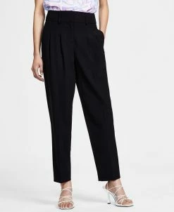 Bar III Women's Bi-Stretch Pleated Straight-Leg Ankle Pants, Created For Macy's