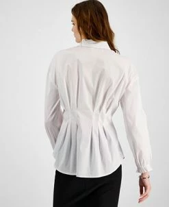 Bar III Women's Long-Sleeve Corset-Detail Shirt, Created For Macy's -Anne Klein Sales Store 23358989 fpx