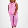 Bar III Plus Size Sleeveless Tie-Neck Blouse, Created For Macy's