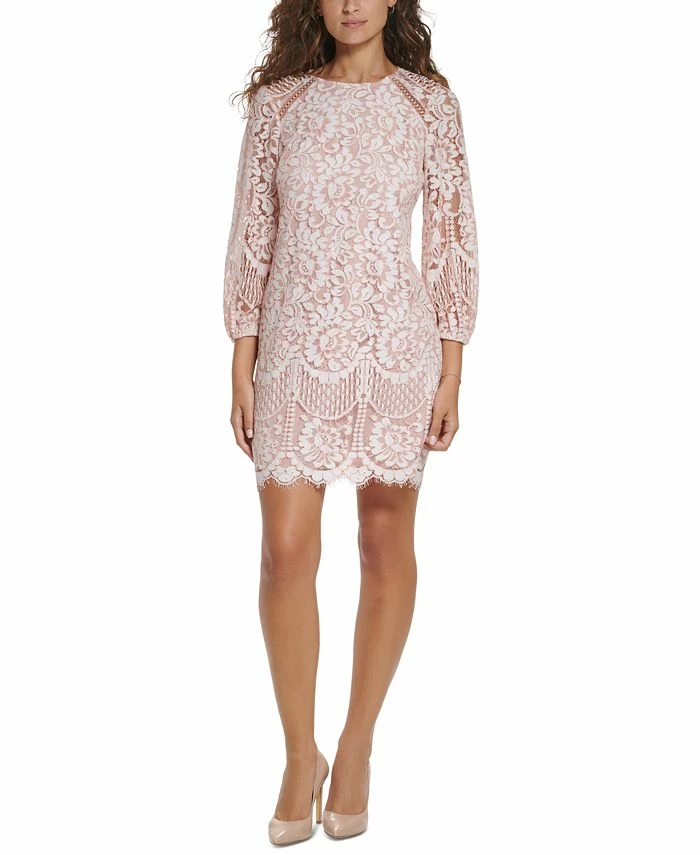 Vince Camuto Women's Lace Blouson-Sleeve Shift Dress 1 Vince Camuto Women's Lace Blouson-Sleeve Shift Dress
