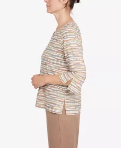 Alfred Dunner Women's Stonehenge Crewneck 3/4 Sleeve Top With Removable Necklace -Anne Klein Sales Store 23371893 fpx