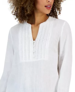 Charter Club Women's Linen Split-Neck Tunic, Created For Macy's -Anne Klein Sales Store 23379530 fpx