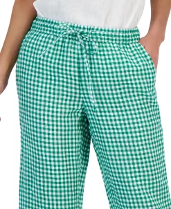 Charter Club Women's Linen Gingham Cropped Pull-On Pants, Created For Macy's -Anne Klein Sales Store 23379999 fpx