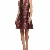 Vince Camuto Women's Jacquard Ruffled-Neck Fit & Flare Dress